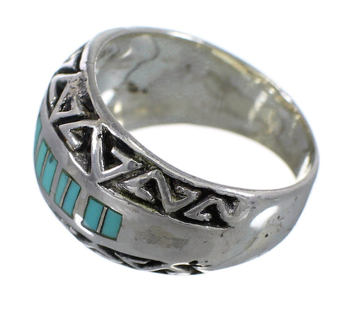 Turquoise Sterling Silver Water Wave Ring Size 6-1/2 AX83635